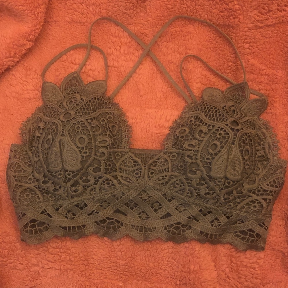 Wishlist Lace Bralette with Strappy Back — Olive Green